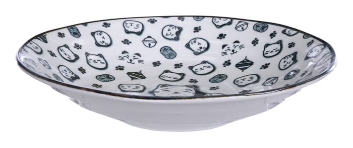 Zwart/Wit Bord - Lucky Cats Collectie - Ø 25.3 x 5cm | Tokyo Design Studio