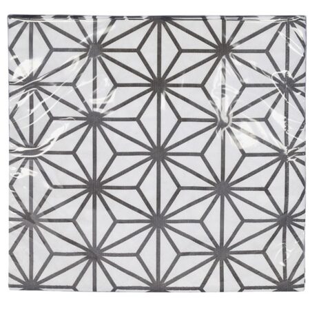 Zwart/Witte Servetten Golven Patroon - Nippon Black - 20 stuks - 33x33cm | Tokyo Design Studio
