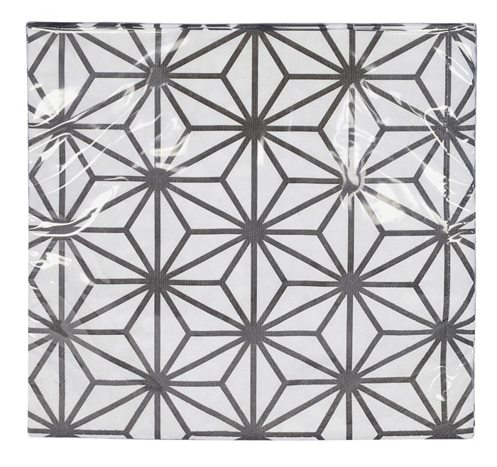 Zwart/Witte Servetten Golven Patroon - Nippon Black - 20 stuks - 33x33cm | Tokyo Design Studio
