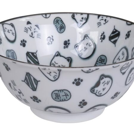 Zwarte Kom - Lucky Cats - 14.8 x 7cm 500ml | Tokyo Design Studio