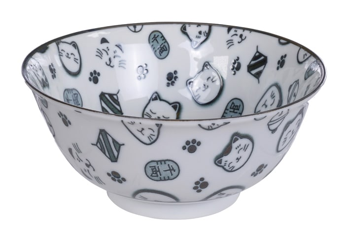 Zwarte Kom - Lucky Cats - 14.8 x 7cm 500ml | Tokyo Design Studio