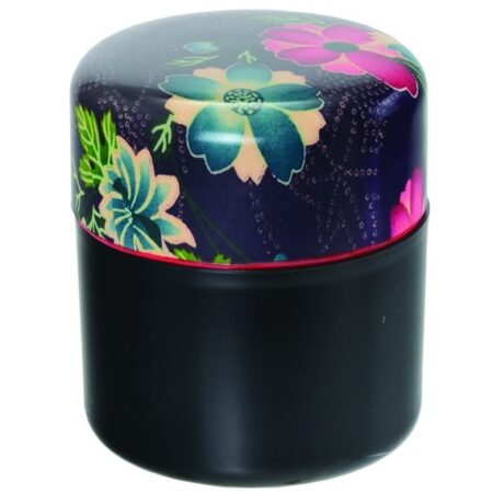 Zwarte Theeblik - Lacquerware - Bloemenmotief - 8.8 x 10cm | Tokyo Design Studio
