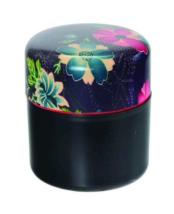 Zwarte Theeblik - Lacquerware - Bloemenmotief - 8.8 x 10cm | Tokyo Design Studio
