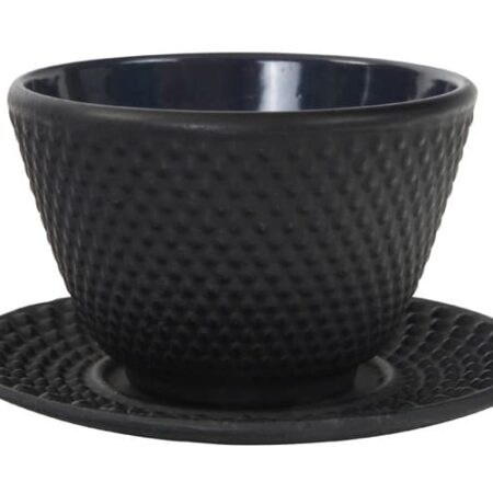 Zwarte Theekop met Onderzetter - Gietijzer - 120ml - 7 x 5.5cm | Tokyo Design Studio