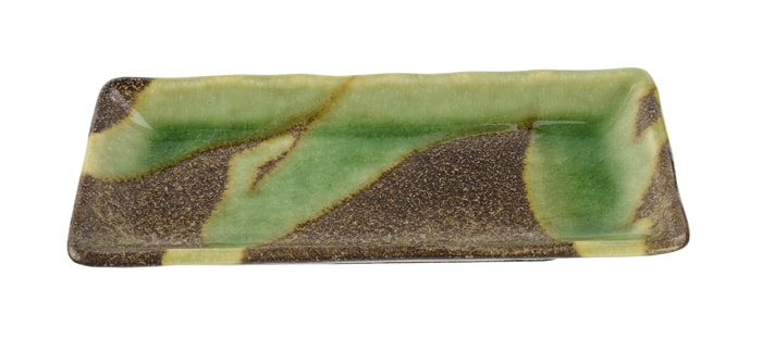 Zwart/groen rechthoekig bord - Large Plates - 19.3 x 9.4 cm | Tokyo Design Studio