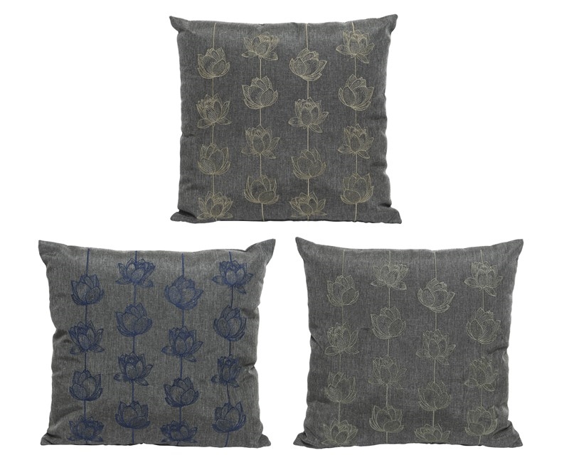 buitenkussen grijs bloem 45x45 assorti | Decoris