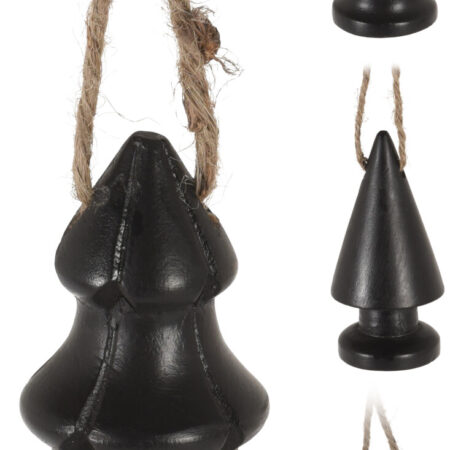 everlands kunstkerstboom hangdeco mangohout 9cm zwart | Home & Styling