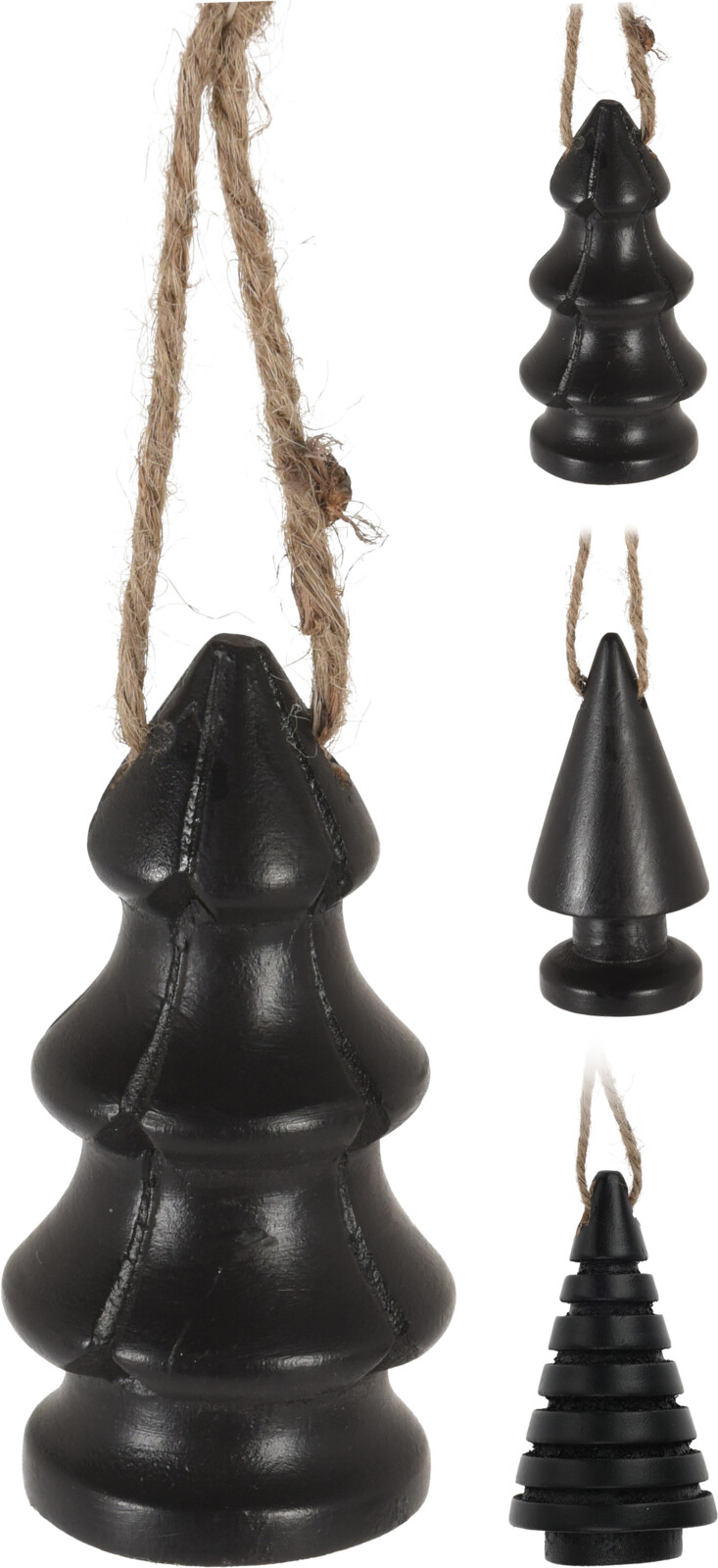 everlands kunstkerstboom hangdeco mangohout 9cm zwart | Home & Styling