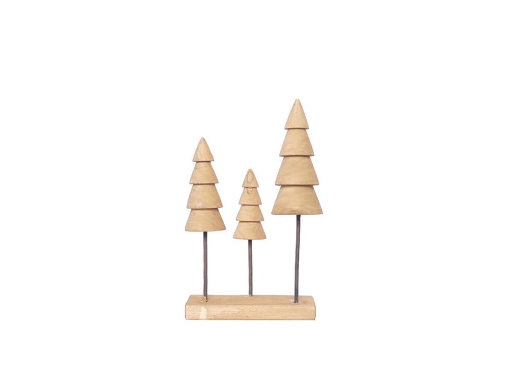 everlands kunstkerstboom hout 33cm 3-delig op voet | House of nature