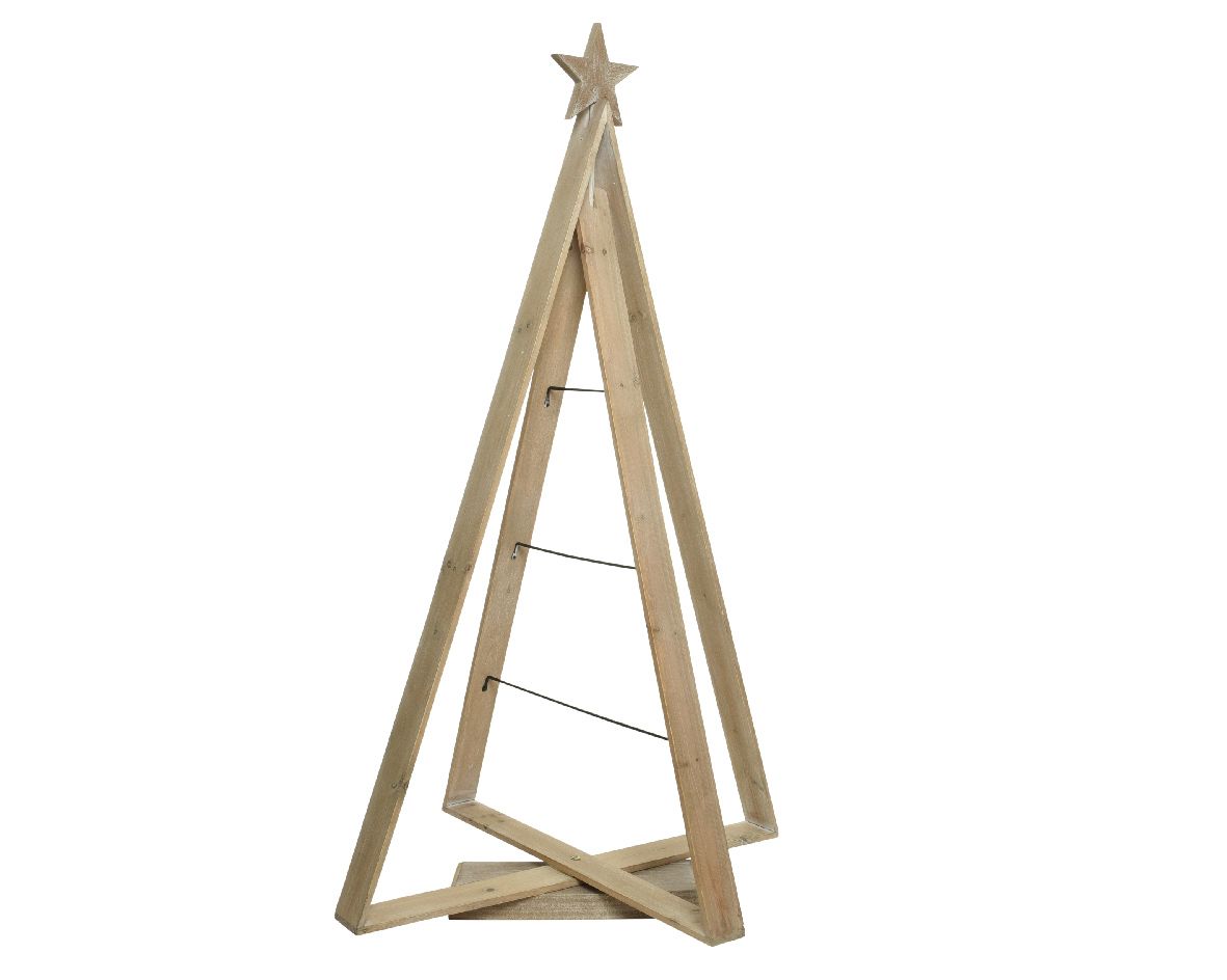 everlands kunstkerstboom hout metalen lijnen 114x22x64 | Snowflake