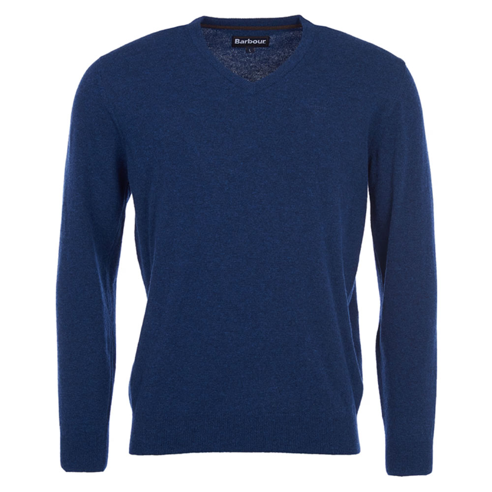 herentrui essential lambswool v neck deep blue | Barbour