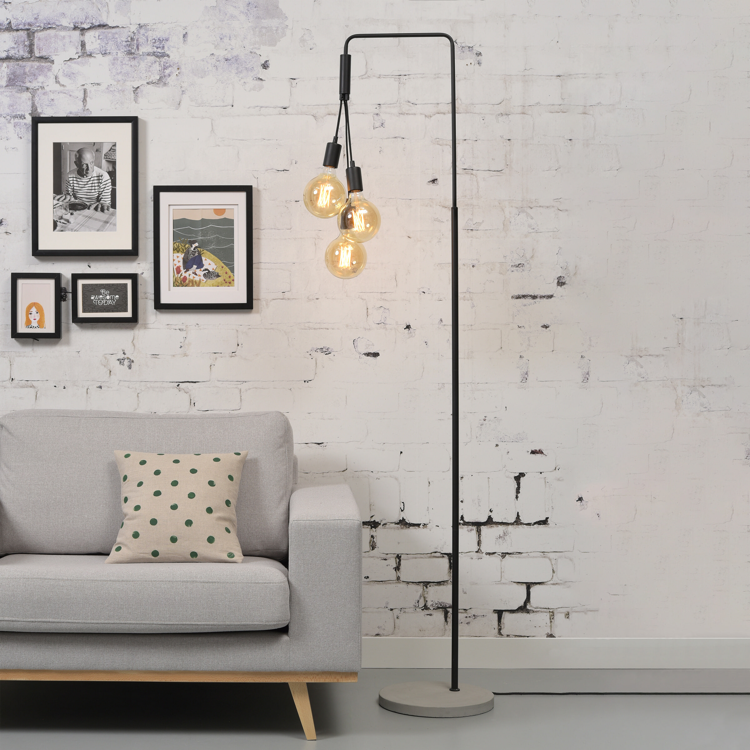 its about RoMi Vloerlamp Oslo 3-lamps - Zwart | it's about RoMi