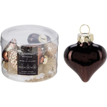 kersthanger amber mix glas set a 12st | Merkloos