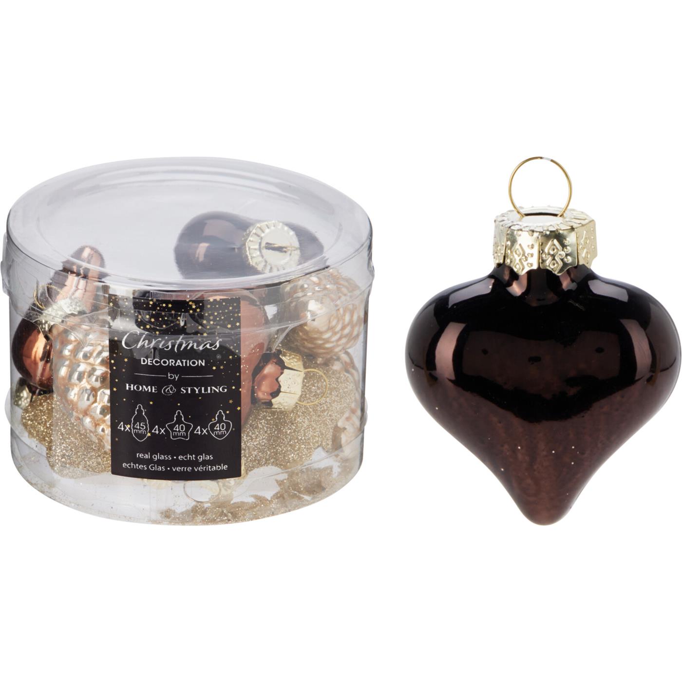 kersthanger amber mix glas set a 12st | Merkloos