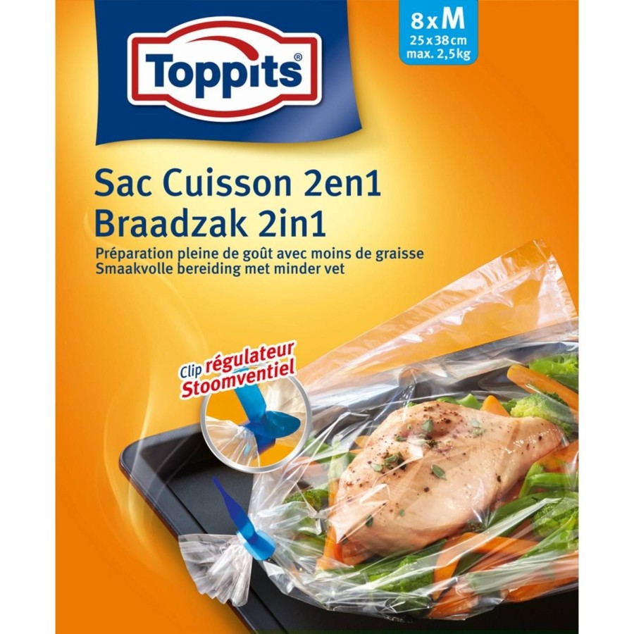 toppits braad- en stoomzakken 2-in-1 8 stuks | Toppits