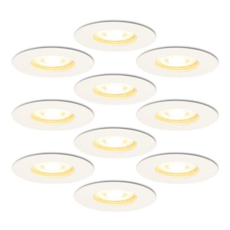 10x Bari inbouwspots - 4 Watt 345 lumen - 2700K warm wit - Dimbaar - IP65 - Wit - voor binnen en buiten - GU10 fitting | HOFTRONIC