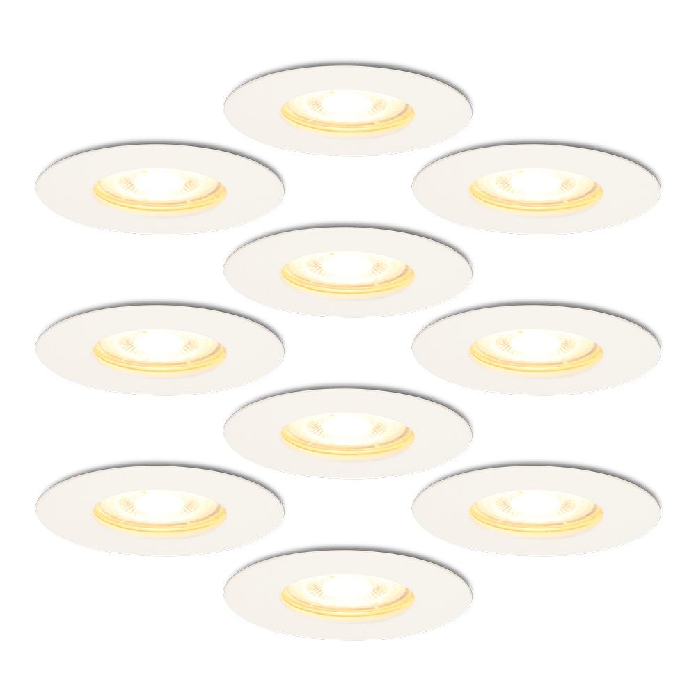 10x Bari inbouwspots - 4 Watt 345 lumen - 2700K warm wit - Dimbaar - IP65 - Wit - voor binnen en buiten - GU10 fitting | HOFTRONIC