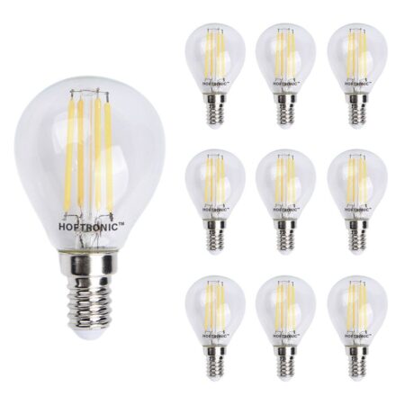 10x E14 LED Filament - 4 Watt 470 lumen - 2700K warm wit licht - kleine fitting - Vervangt 40 Watt - P45 vorm | HOFTRONIC