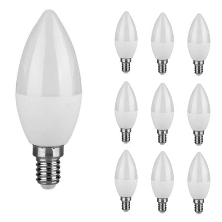 10x E14 LED Lamp - 3.7 Watt 320 lumen - 6500K daglicht wit - Vervangt 25 Watt - E14 fitting - Kaarslamp - Kleine fitting | V-TAC