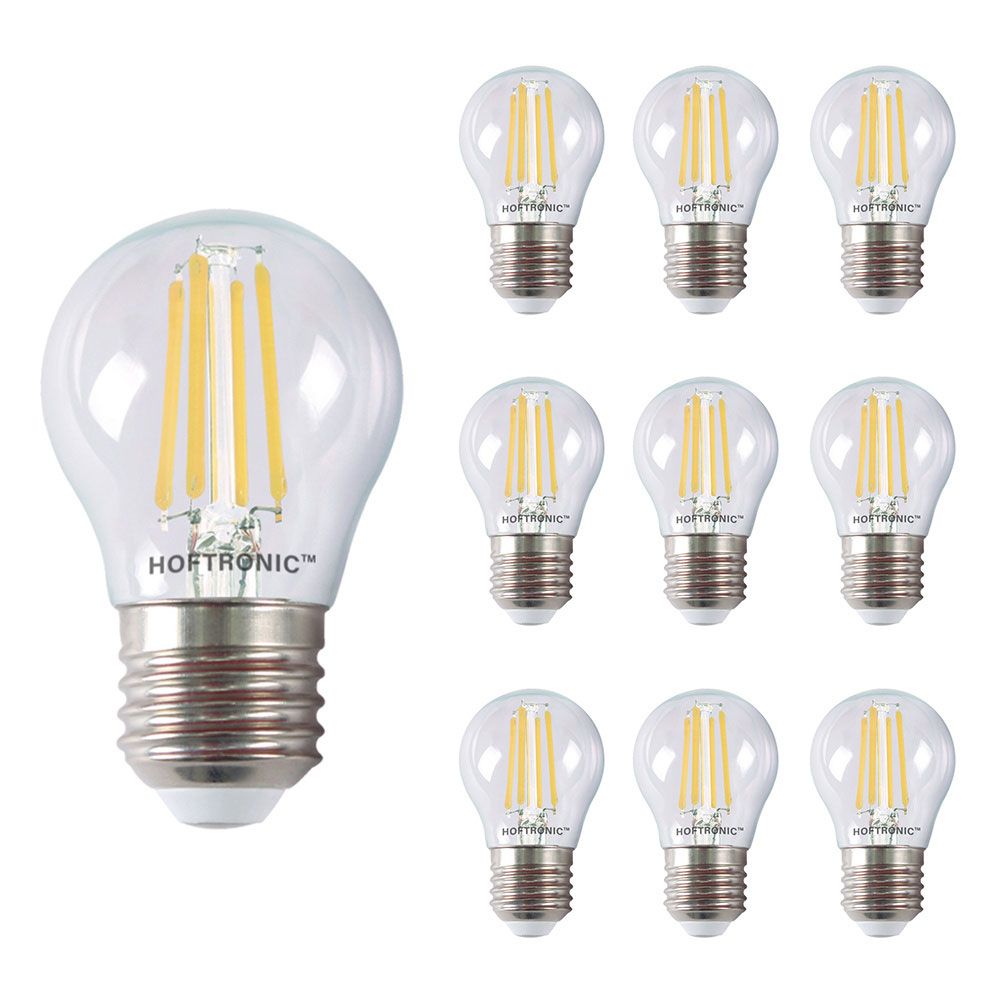 10x E27 LED Filament - 4 Watt 470 lumen - 2700K warm wit licht - Grote fitting - Vervangt 40 Watt - G45 vorm | HOFTRONIC