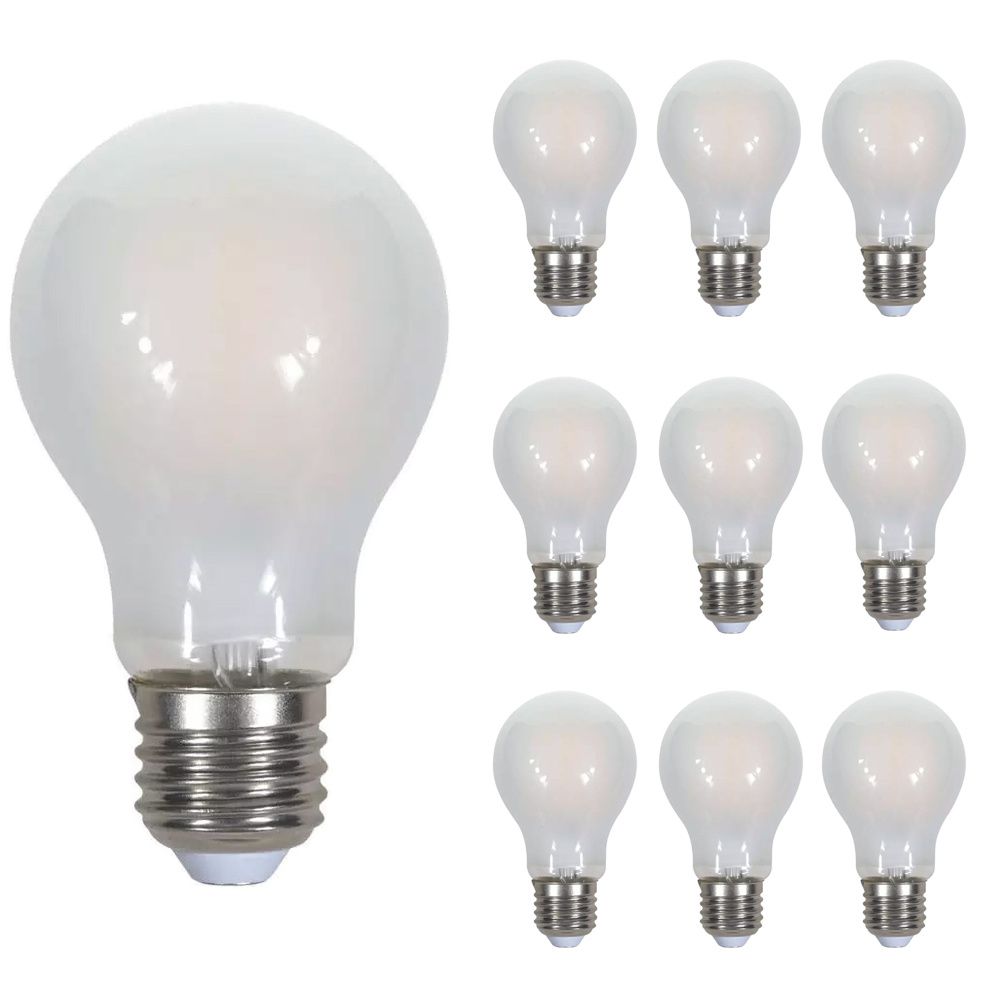 10x E27 LED Filament Lamp - 5 Watt 600 lumen - 2700K warm wit - Vervangt 50 Watt - E27 fitting - A60 lamp - Grote fitting | V-TAC