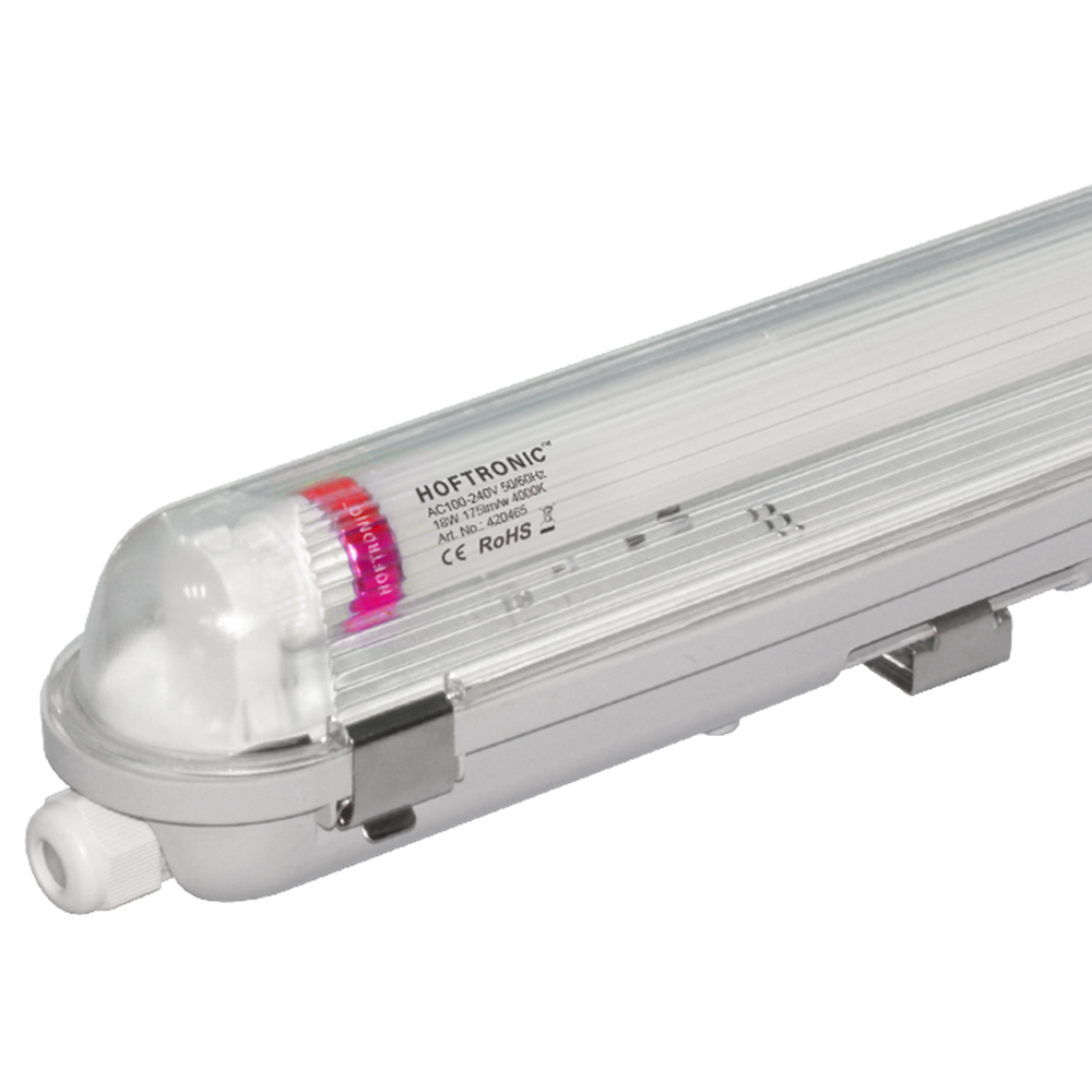 10x LED TL armatuur 120cm - T8 (G13) - 18 Watt 3150 lumen (175lm/W) - 4000K neutraal wit (840) - Koppelbaar - Flikkervrij - IP65 waterdicht | HOFTRONIC