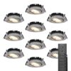 10x LED inbouwspots Rome - RVS - 6 Watt 500 lumen - Kantelbaar - Dimbaar - 2700K warm wit - IP44 Waterdicht - Inclusief afstandsbediening - Geringe inbouwdiepte | HOFTRONIC