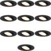 10x Miro LED inbouwspot - GU10 4 Watt 345 Lumen - 2700K Warm wit - Dimbaar - Rond - Kantelbaar - IP20 Voor binnen - Zwart | HOFTRONIC
