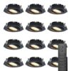 12x LED inbouwspots Rome - Zwart - 6 Watt 500 lumen - Kantelbaar - Dimbaar - 2700K warm wit - IP44 Waterdicht - Inclusief afstandsbediening - Geringe inbouwdiepte | HOFTRONIC