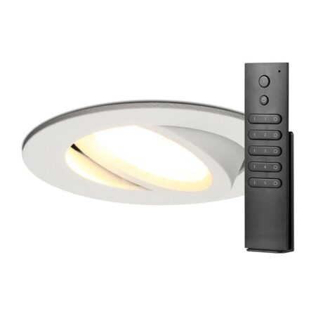 14x LED inbouwspots Rome - Wit - 6 Watt 500 lumen - Kantelbaar - Dimbaar - 2700K warm wit - IP44 Waterdicht - Inclusief afstandsbediening - Geringe inbouwdiepte | HOFTRONIC