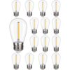 15x E27 LED Filament lamp - 1 Watt - 2700K warm wit - S14 - voor 12V aansluiting - Plastic | HOFTRONIC