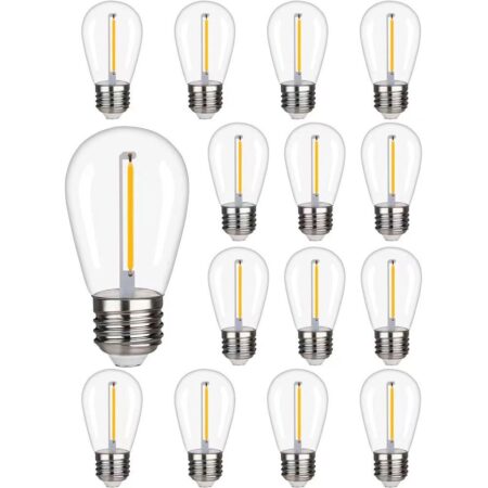 15x E27 LED Filament lamp - 1 Watt - 2700K warm wit - S14 - voor 12V aansluiting - Plastic | HOFTRONIC