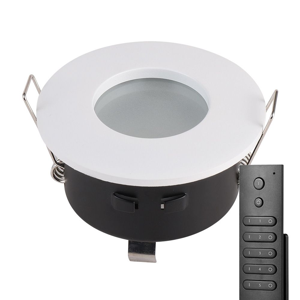 16x LED inbouwspots Barcelona - Wit - 4 Watt 345 lumen - 2700K warm wit - IP44 waterdicht - GU10 - Dimbaar - met dimmer en afstandsbediening - Voor badkamer | HOFTRONIC