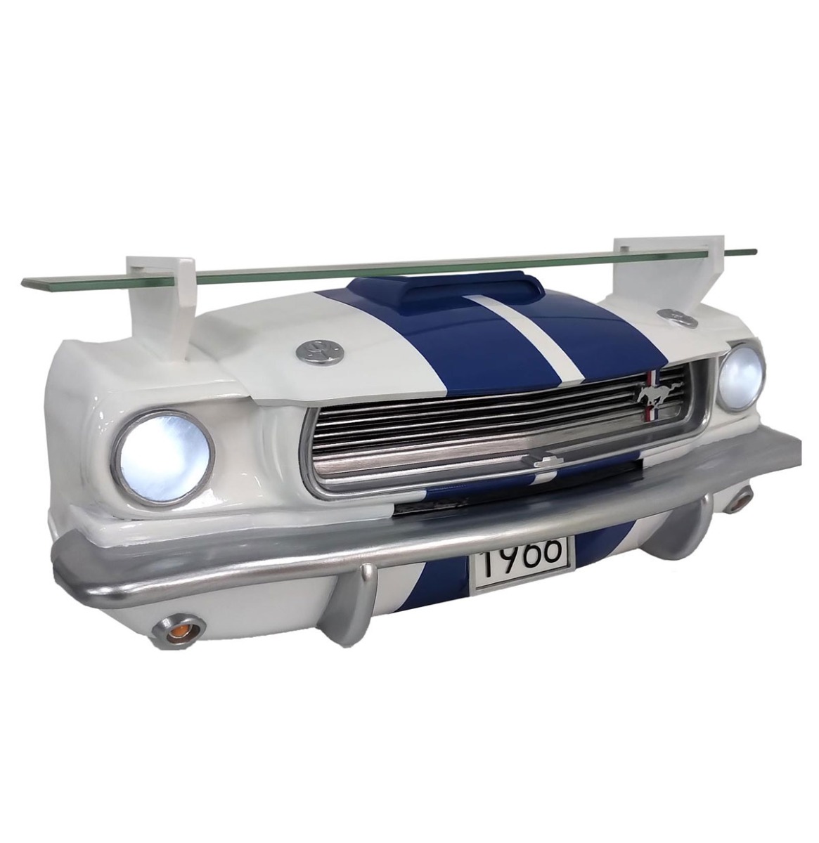 1966 Shelby GT 350 Ford Mustang Autoneus Als Muurplank Wit/Blauw | Carroll Shelby