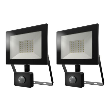2-pack Lumos LED Breedstraler met bewegingssensor en schemerschakelaar - OSRAM Chips 30W 2880lm - 6500K - IP65 - vervangt 160 Watt - 2 jaar garantie | HOFTRONIC