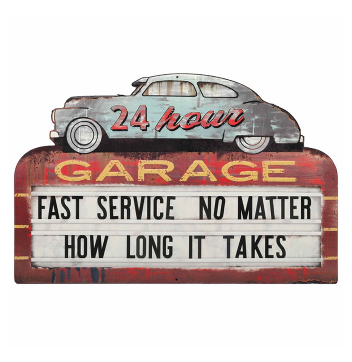 24 Hour Garage Metalen Bord - 59 x 38cm | Fiftiesstore