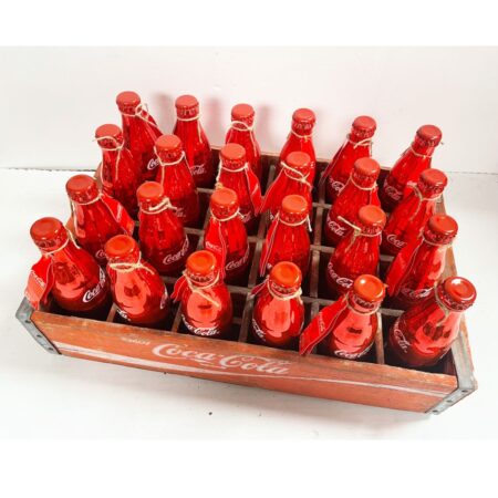 24 Metalen Jubileum Coca-Cola Flesjes In Originele Krat | Coca-Cola