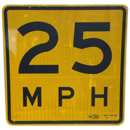 25 MPH Straatbord - Origineel - Geel | The Dutch Pickers