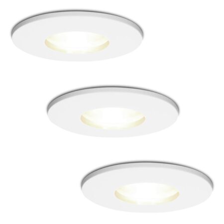 3x Barcelona LED Inbouwspot - Dimbaar - 4 Watt 4000K Neutraal Wit - GU10 Fitting - IP44 spatwaterdicht - Wit - Voor binnen