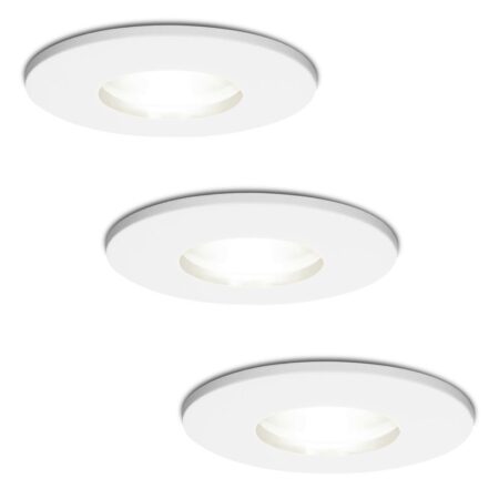 3x Barcelona LED Inbouwspots - Dimbaar - 4 Watt 6500K Daglicht wit - GU10 Fitting - IP44 - Wit - Voor binnen