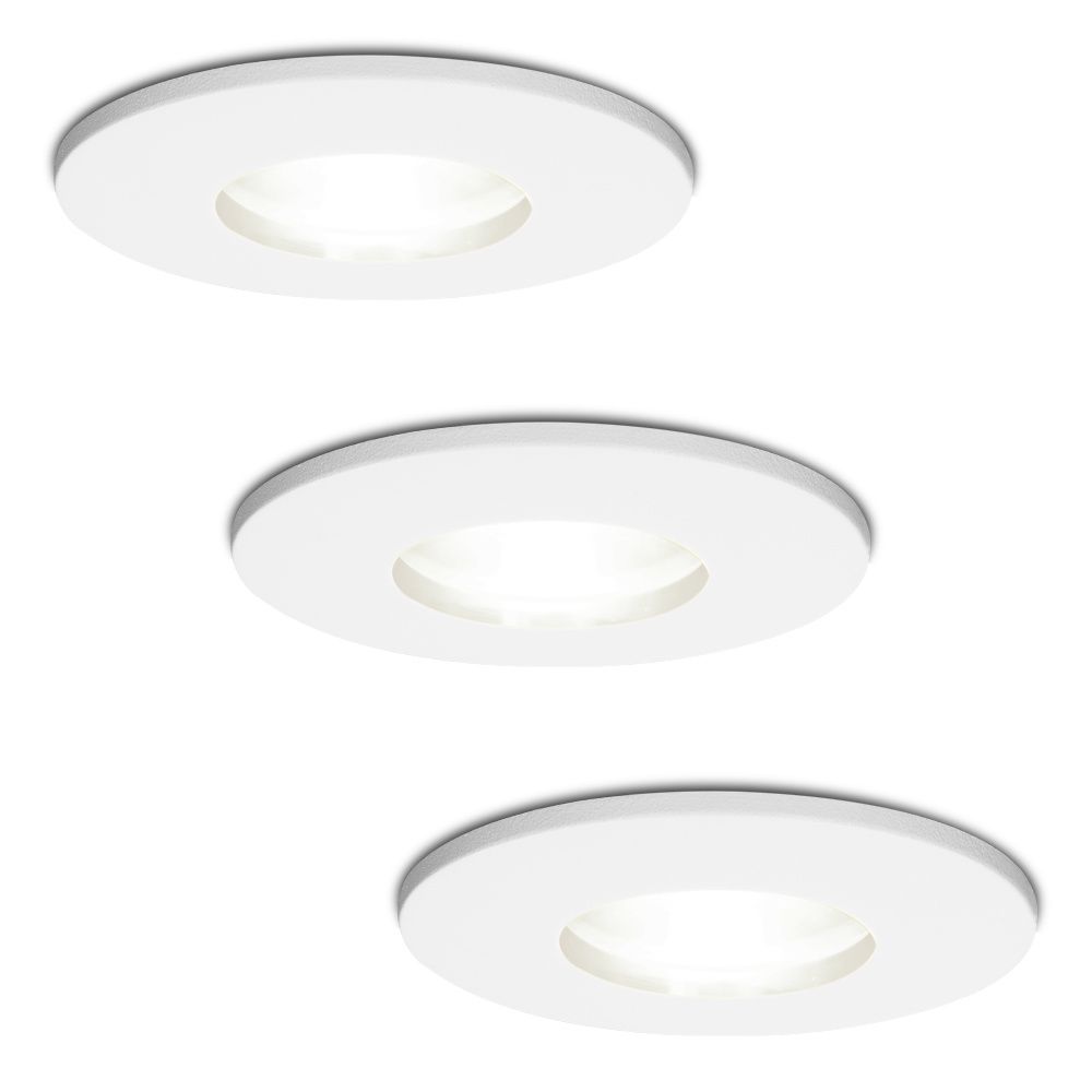 3x Barcelona LED Inbouwspots - Dimbaar - 4 Watt 6500K Daglicht wit - GU10 Fitting - IP44 - Wit - Voor binnen