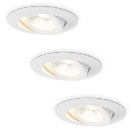 3x Lugo LED Inbouwspots - Wit - Dimbaar - 5 Watt 450 Lumen - 2700K Warm Wit Licht - Kantelbaar - IP65 - Voor Binnen & Buiten | HOFTRONIC