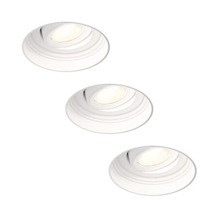 3x Lugo LED inbouwspots Trimless - Wit - Dimbaar - 5 Watt 450 Lumen - 2700K Warm Wit Licht - Kantelbaar - IP65 - Voor Binnen & Buiten | HOFTRONIC