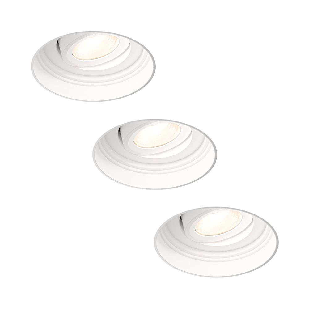 3x Lugo LED inbouwspots Trimless - Wit - Dimbaar - 5 Watt 450 Lumen - 2700K Warm Wit Licht - Kantelbaar - IP65 - Voor Binnen & Buiten | HOFTRONIC