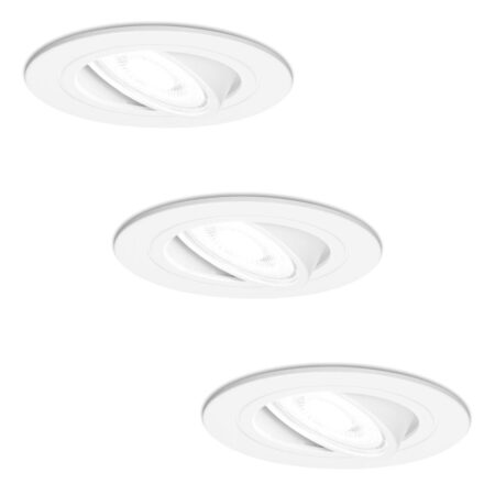 3x Pittsburg LED Inbouwspots - 4W 345lm - 6500K - Dimbaar Kantelbaar - Wit | HOFTRONIC
