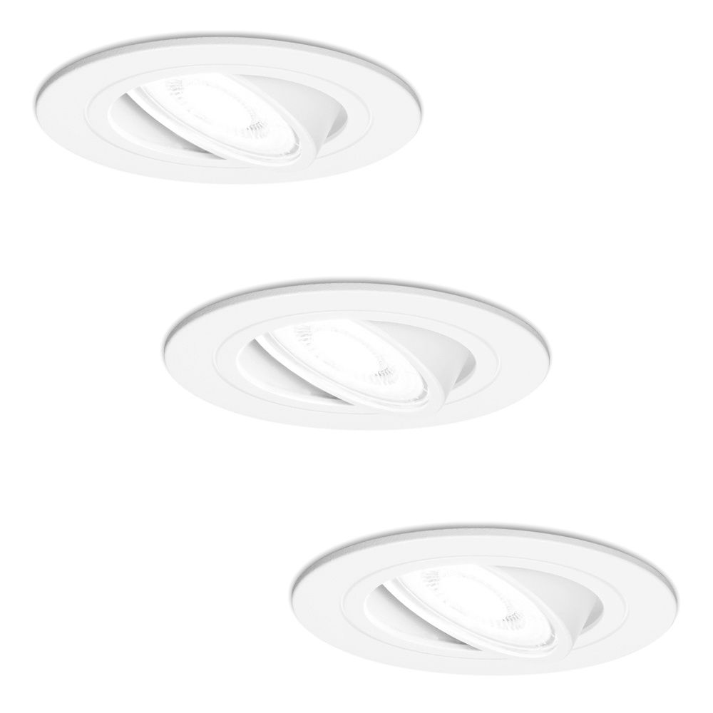 3x Pittsburg LED Inbouwspots - 4W 345lm - 6500K - Dimbaar Kantelbaar - Wit | HOFTRONIC