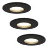3x Porto LED Inbouwspots - Dimbaar - 4 Watt 4000K Neutraal Wit Spot IP44 - GU10 Fitting - Zwart - Voor binnen en buiten | HOFTRONIC