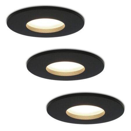3x Porto LED Inbouwspots - Dimbaar - 4 Watt 4000K Neutraal Wit Spot IP44 - GU10 Fitting - Zwart - Voor binnen en buiten | HOFTRONIC