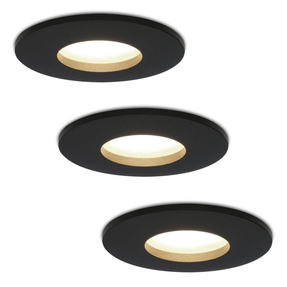 3x Porto LED Inbouwspots - Dimbaar - 4 Watt 4000K Neutraal Wit Spot IP44 - GU10 Fitting - Zwart - Voor binnen en buiten | HOFTRONIC
