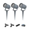 3x Spikey dimbare LED prikspot aluminium antraciet excl. GU10 spot IP65 waterdicht 3 jaar garantie | HOFTRONIC